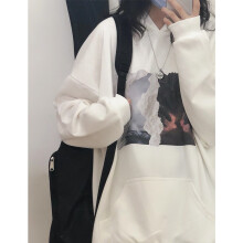 【QUANSE】 卫衣女韩版ins潮牌设计感卡通图案印花套头上衣服女宽松百搭外套学生慵懒风帽衫